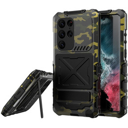 Etui pancerne do Samsung Galaxy S24 Ultra, Military Kickstand, zielone camouflage