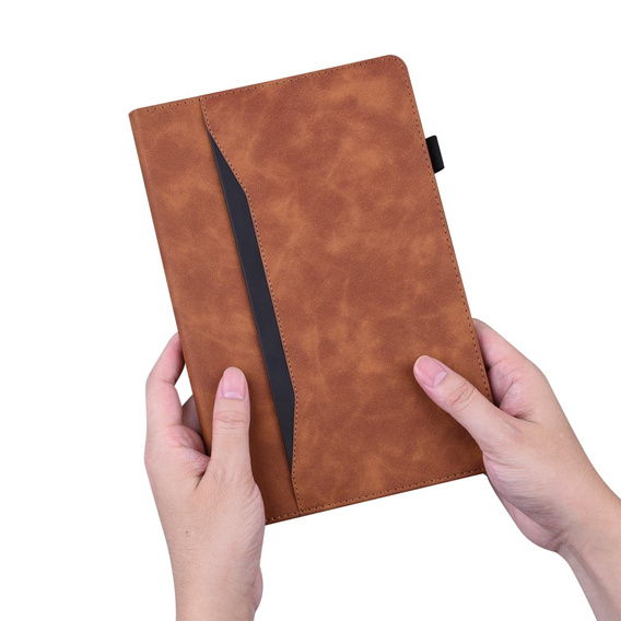 Etui do iPad 11" 2025 A16 (11 gen.) / iPad 10.9" 2022 (10 gen.), Classic, z miejscem na rysik, brązowe