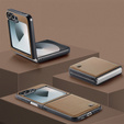 Etui do Samsung Galaxy Z Flip7, CASEME Litchi Leather, brązowe