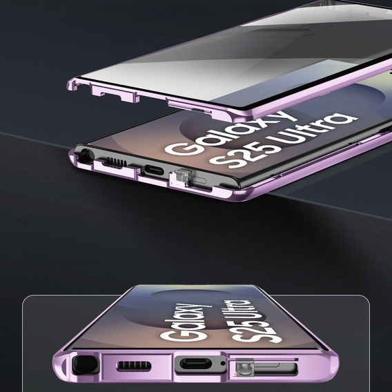 Etui Magnetic Dual Glass MagSafe do Samsung Galaxy S25 Ultra, fioletowe