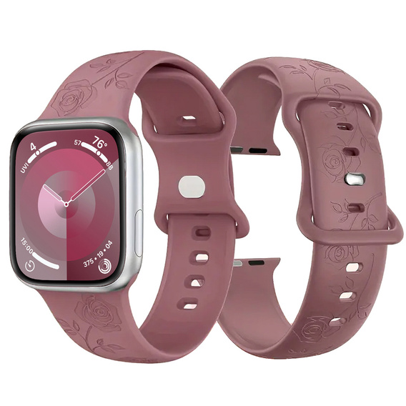 3x Pasek Silikonowy do Apple Watch 1/2/3/4/5/6/7/8/9/10/11/SE 38/40/41/42mm, Rose, Fioletowy, Beżowy, Biały