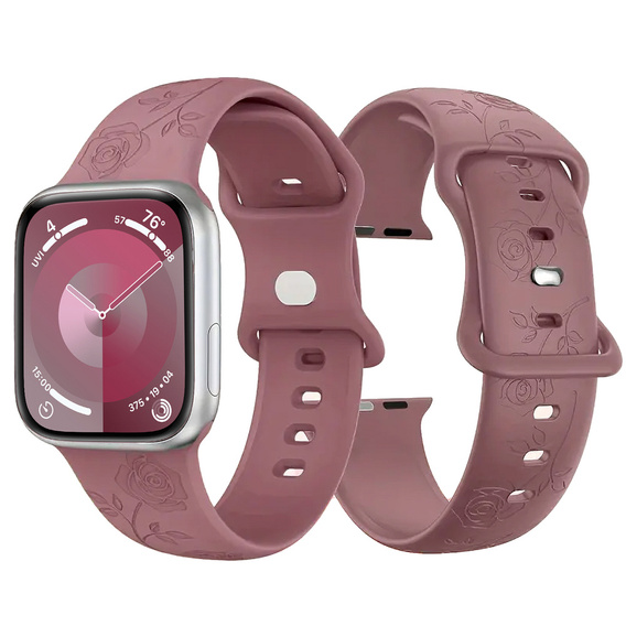 3x Pasek Silikonowy do Apple Watch 1/2/3/4/5/6/7/8/9/SE 38/40/41/mm, Rose, Fioletowy, Beżowy, Biały