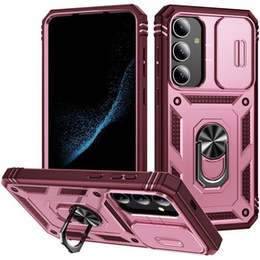 Etui pancerne do Samsung Galaxy S24+ Plus, CamShield Slide, różowe / czerwone