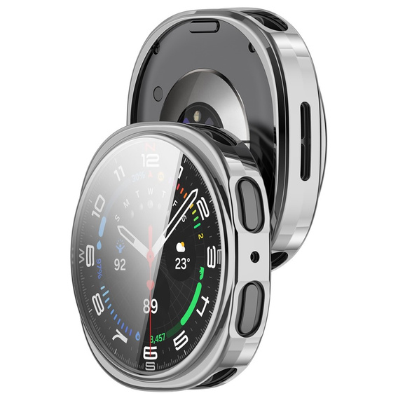2w1 Etui z Osłoną na Ekran do Samsung Galaxy Watch 8 40mm, Srebrne