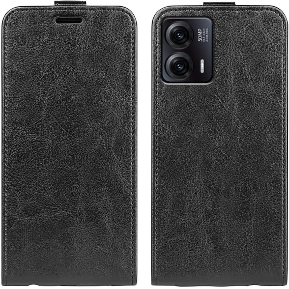 Etui z klapką do Motorola Moto G73 5G, Flip, czarne