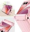 Etui do Motorola Razr 60 Ultra, PC Kickstand Case, ze szkłem, różowe