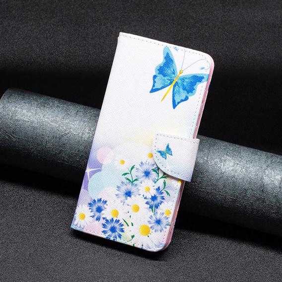 Etui z klapką do Samsung Galaxy S23 FE, Wallet, Butterfly & Flowers białe