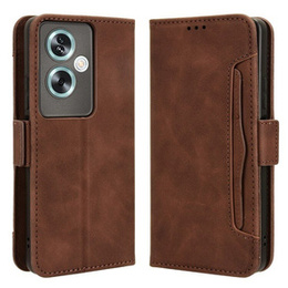 Etui z klapką do Oppo A79 5G, Card Slot, brązowe