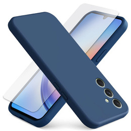 Zestaw Etui do Samsung Galaxy A34 5G, silicone lite, silikonowe, niebieskie + szkło