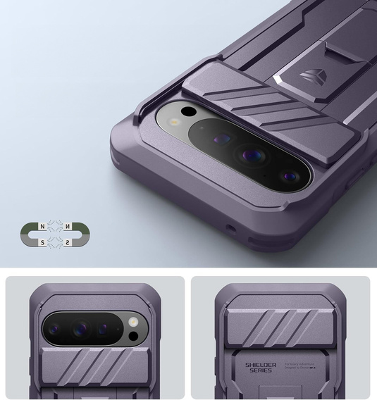 Etui pancerne do Google Pixel 10 / 10 Pro, Dexnor Full Body (Two Frames), fioletowe