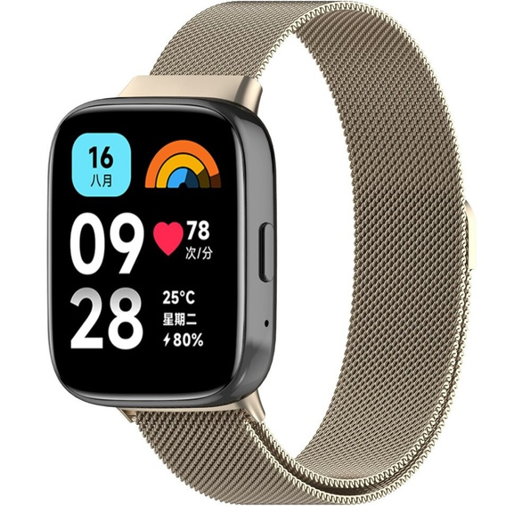 Pasek Bransoleta Milanese do Xiaomi Redmi Watch 3 Active, Jasnozłota