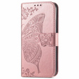 Etui z klapką do Samsung Galaxy M15 5G, Butterfly, różowe rose gold