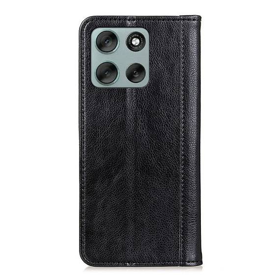 Etui z klapką do Motorola Moto G56 5G, Split Leather, czarne