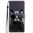 Etui z klapką do Samsung Galaxy A25 5G, Wallet, Cat, czarne + szkło 9H