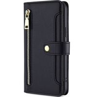 Etui z klapką do Honor Magic5 Lite, Wallet Zipper Pocket, czarne