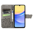 Etui z klapką do Samsung Galaxy A15, Butterfly, szare + szkło 9H