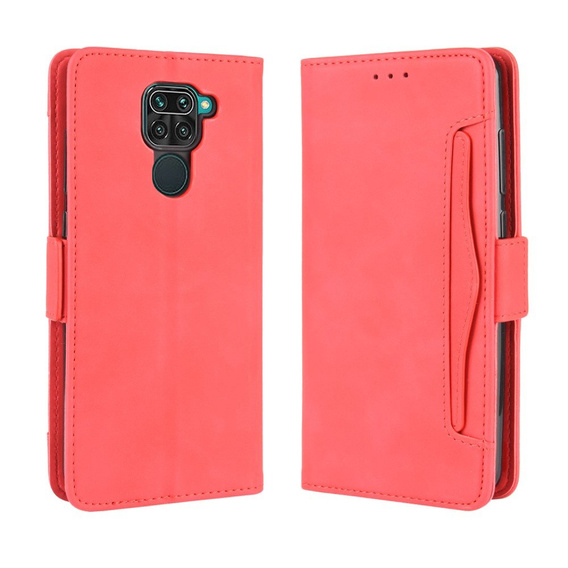 Etui z klapką do Xiaomi Redmi Note 9, Card Slot, czerwone