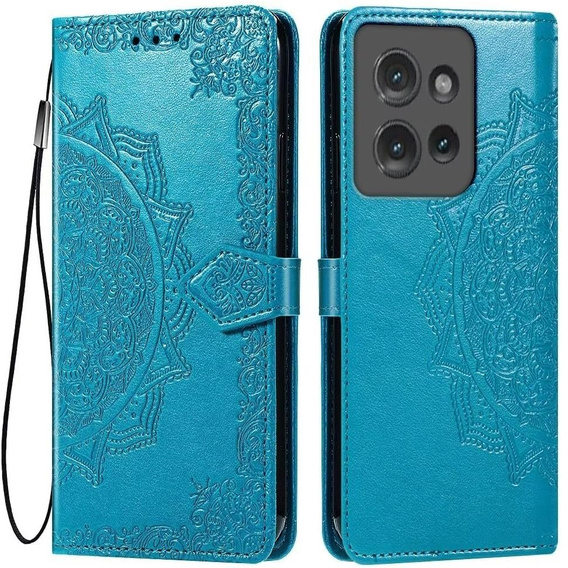 Etui z klapką do Motorola Edge 50 Neo, Mandala, niebieskie