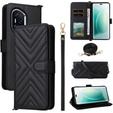 Etui z klapką do Honor 400 5G, Crossbody Leather Wallet, czarne