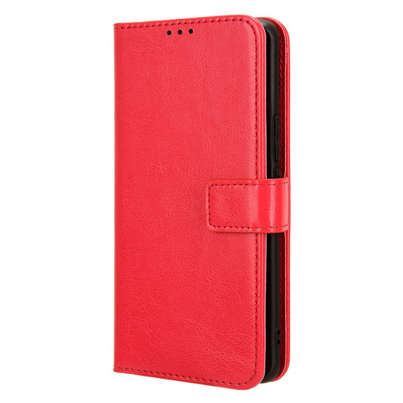 Etui z klapką do Honor Magic 6 Lite 5G, Crazy Horse Wallet, czerwone