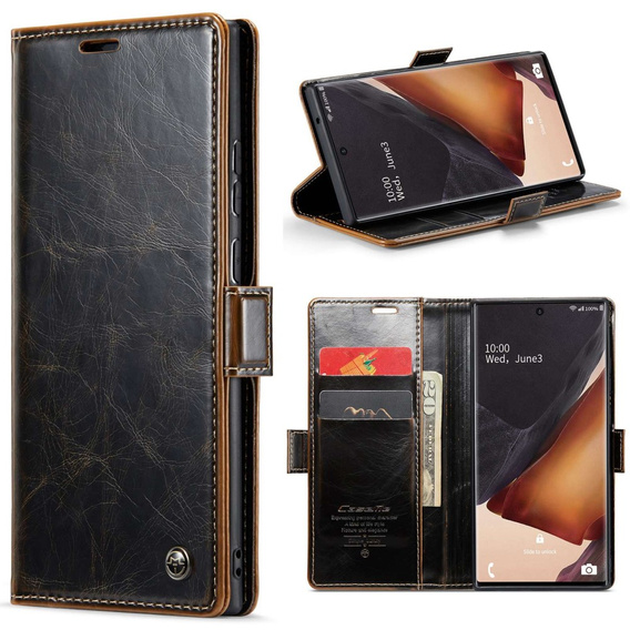 Etui z klapką CASEME do Samsung Galaxy Note 20 Ultra, Waxy Textured, kawowe