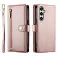 Etui z klapką do Samsung Galaxy S24 FE, Wallet Zipper Pocket, różowe