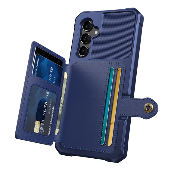 Etui do Samsung Galaxy A54 5G, Card Holder Kickstand, niebieskie