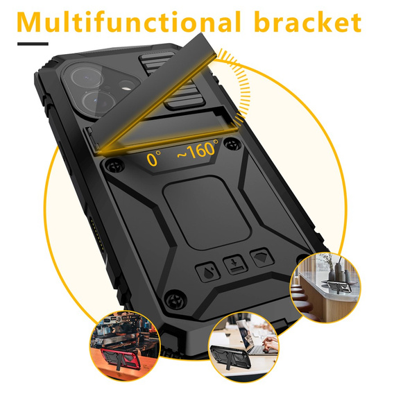 Etui R-JUST do iPhone 17 z wbudowaną ochroną ekranu - czarne