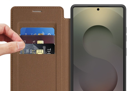 Skórzane etui do Samsung Galaxy S25 Ultra z MagSafe i blokadą RFID – Kawowe