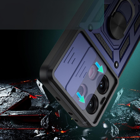 Etui pancerne do Oppo Reno 13 Pro, CamShield Slide, niebieskie