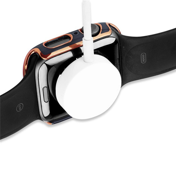 2w1 Etui + Szkło Hartowane do Apple Watch 7/8/9 45mm - Niebieski / Złoty