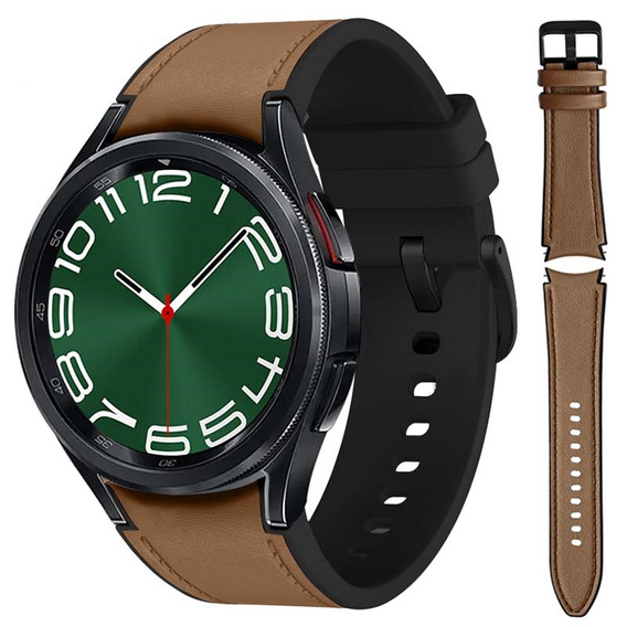Pasek Skórzany do Samsung Galaxy Watch 4/5/6/7/FE 40/42/43/44/45/46/47mm, Brązowy