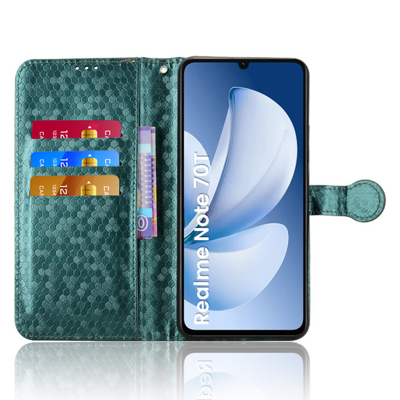 Etui z klapką do Realme Note 70T 4G, Wallet Rhombus, zielone
