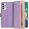 Etui z klapką do Samsung Galaxy A53 5G, Wallet Pocket Zipper Lace, fioletowe