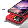 Etui do iPhone 16 Pro Max, pancerne z podstawką i blaszką do uchwytu, czerwone