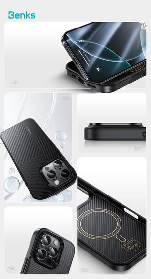 Etui Benks Montage Magnetic Armor Air Kevlar (600D/1500D) MF65 do iPhone 16 Pro – czarny