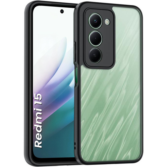 Etui do Xiaomi Redmi 15 5G / 4G, z ochroną aparatu, przezroczyste z czarną ramką