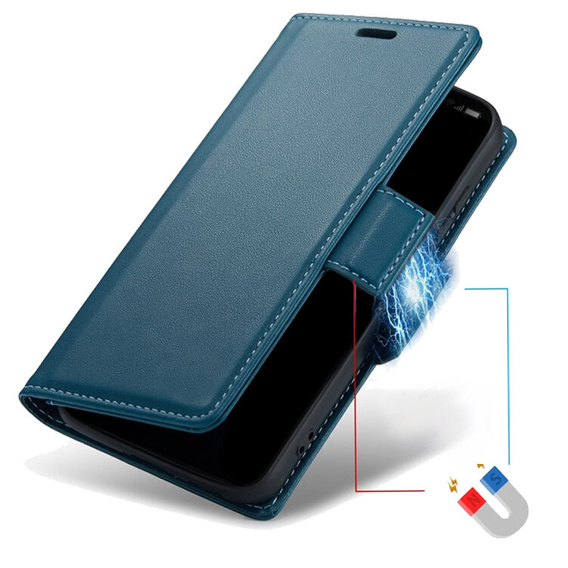 Etui do Oppo A60, ERBORD Glossy Litchi, portfel z klapką, niebieskie