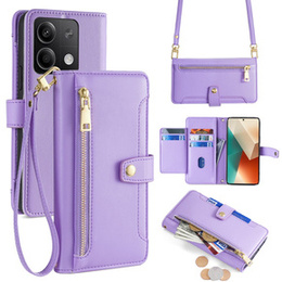 Etui z klapką do Xiaomi Redmi Note 13 5G, Wallet Zipper Pocket, fioletowe