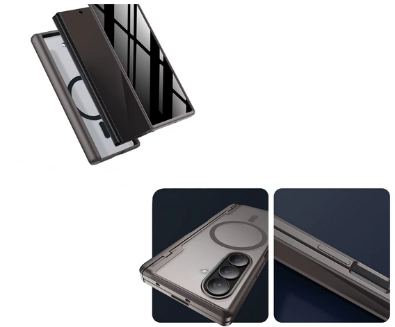 Etui do Samsung Galaxy Z Fold 7, Mobosi z ochroną zawiasów, Silver Shadow