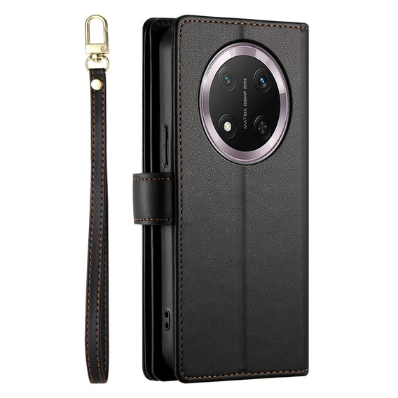 Etui z klapką do Honor Magic 7 Lite, Wallet Zipper Pocket, czarne