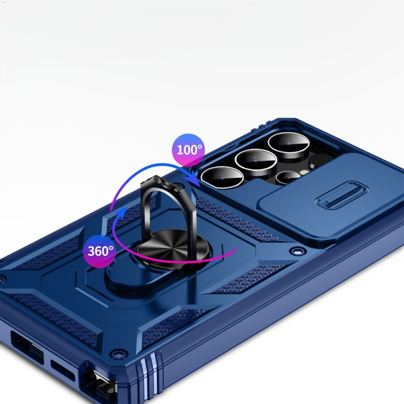 Etui do Samsung Galaxy S25 Ultra, KickStand Camera Lens, niebieskie