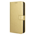 Etui z klapką do Honor Magic 6 Lite 5G, Crazy Horse Wallet, złote