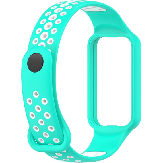 Pasek Silikonowy do Xiaomi Redmi Smart Band 2 / Xiaomi Smart Mi Band 8 Active, Turkusowy / Biały