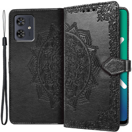 Etui z klapką do Motorola Moto G54 5G, Mandala, czarne