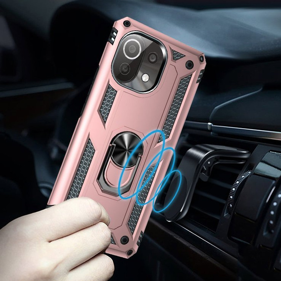 Etui pancerne do Xiaomi Mi 11 Lite / Mi 11 Lite 5G / 11 Lite 5G NE, Nox Case Ring, różowe rose gold