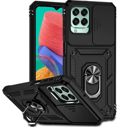 Zestaw Etui pancerne do Samsung Galaxy M33 5G, CamShield Slide, czarne + szkło