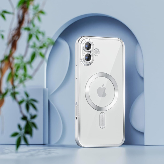 Etui do iPhone 16, Electro MagSafe, srebrne + Szkło na ekran