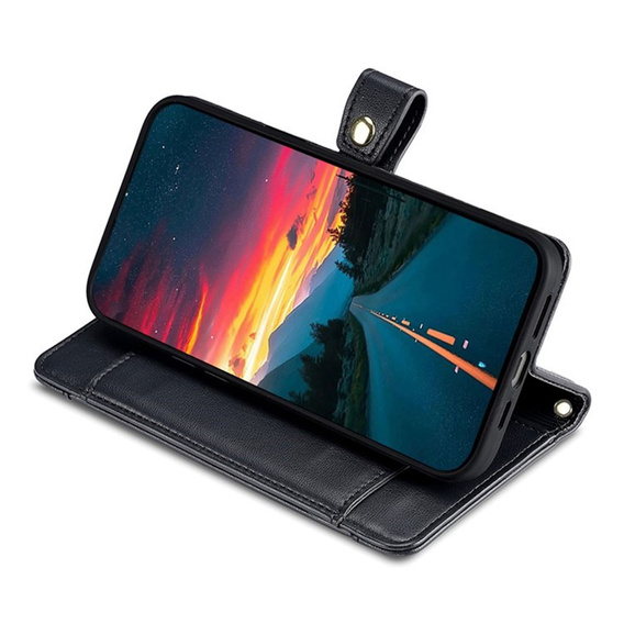 Etui z klapką do iPhone 17, Wallet Zipper Pocket, czarne