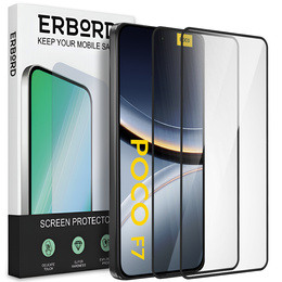 2x Szkło Hartowane do Xiaomi Poco F7, ERBORD 3D pełne, szybka na cały ekran